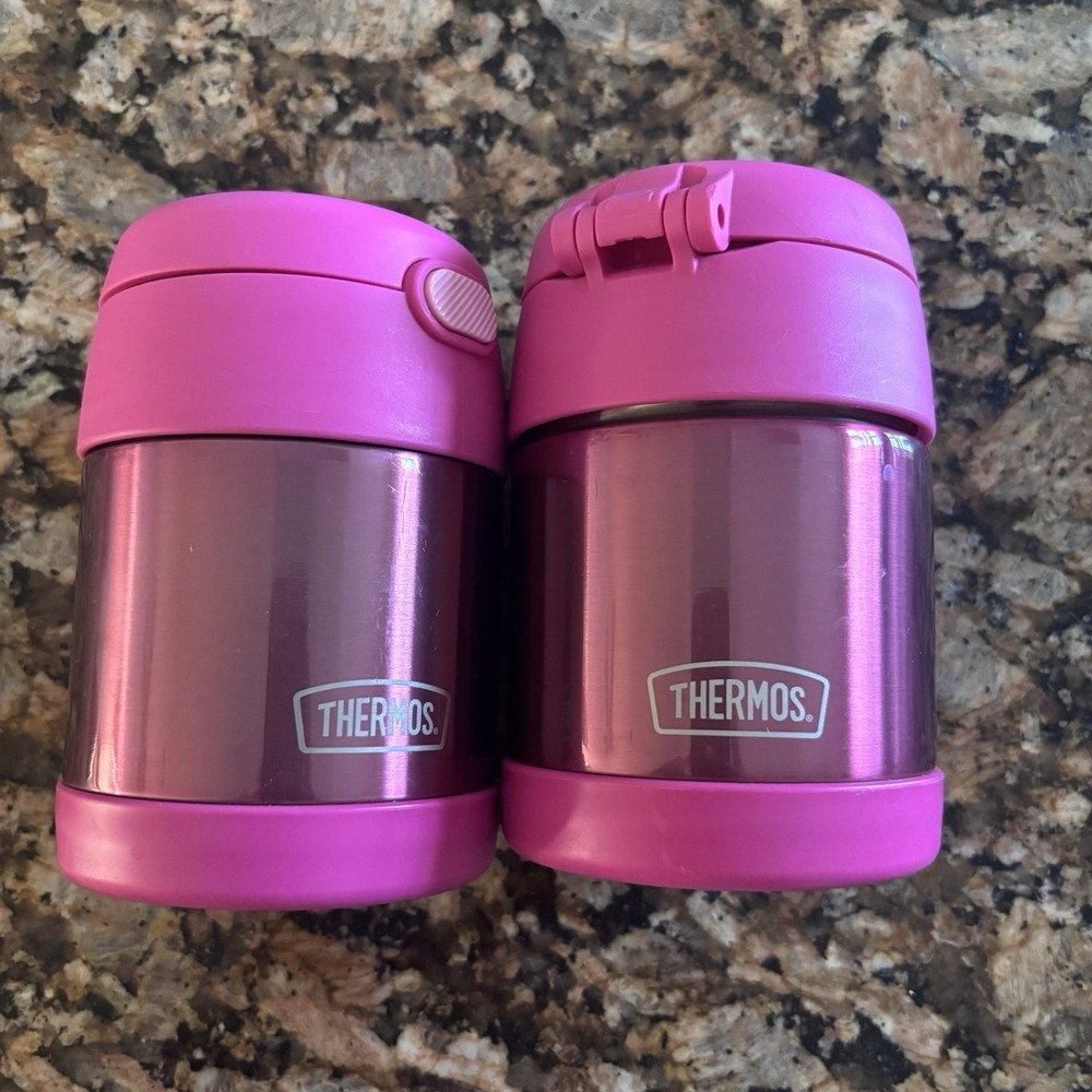 Thermos Kid's FUNtainer Vacuum Insulated Stainless Steel Food Jar/10oz Pink (2)